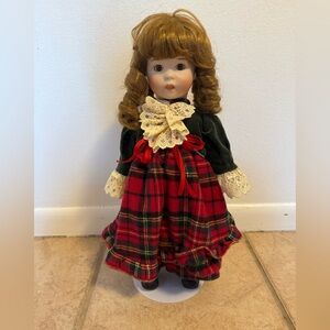 Vintage Showcase Fine Porcelain SFP Christmas Holiday  Dress Baby Doll Polyester